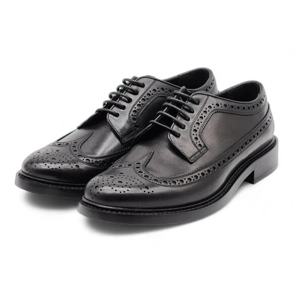 BURBERRY Men\'s Black Leather Wingtip Brogue Oxford Lace Up Dress Shoes 41.5 NEW main image 4